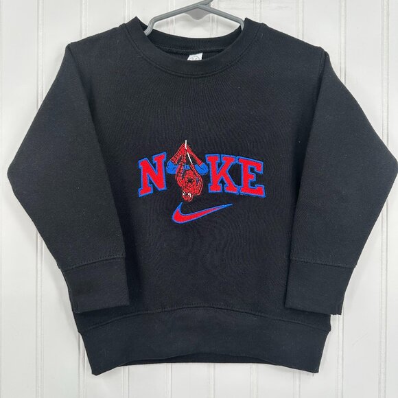 Nike Spiderman TODDLER Unisex Sweatshirt Embroidered Fleece Crewneck - Picture 2 of 13